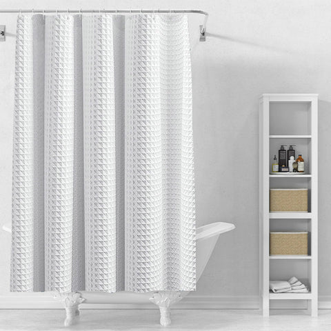 Stfery Shower Curtain, Waffle Structure, Bath Curtain, 120 x 180 cm, Shower Curtain, Fabric, Washable, Anti-Mould