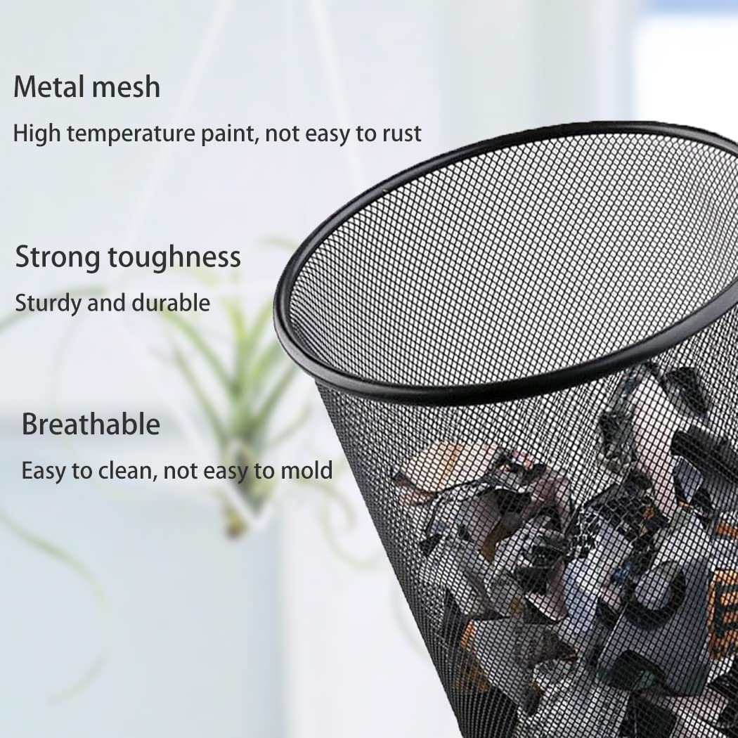 FWEEK 4 Pack Mesh Waste Paper Bin 12 Litres Metal Waste Basket Small Trash Can Rubbish Bin for Bedrooms Bathrooms Office Home Kitchens Supplies