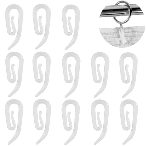 White Plastic Curtain Hooks for Door Window Curtain Header Tape Drapery Hooks 2.8x1.2cm (50PACK)