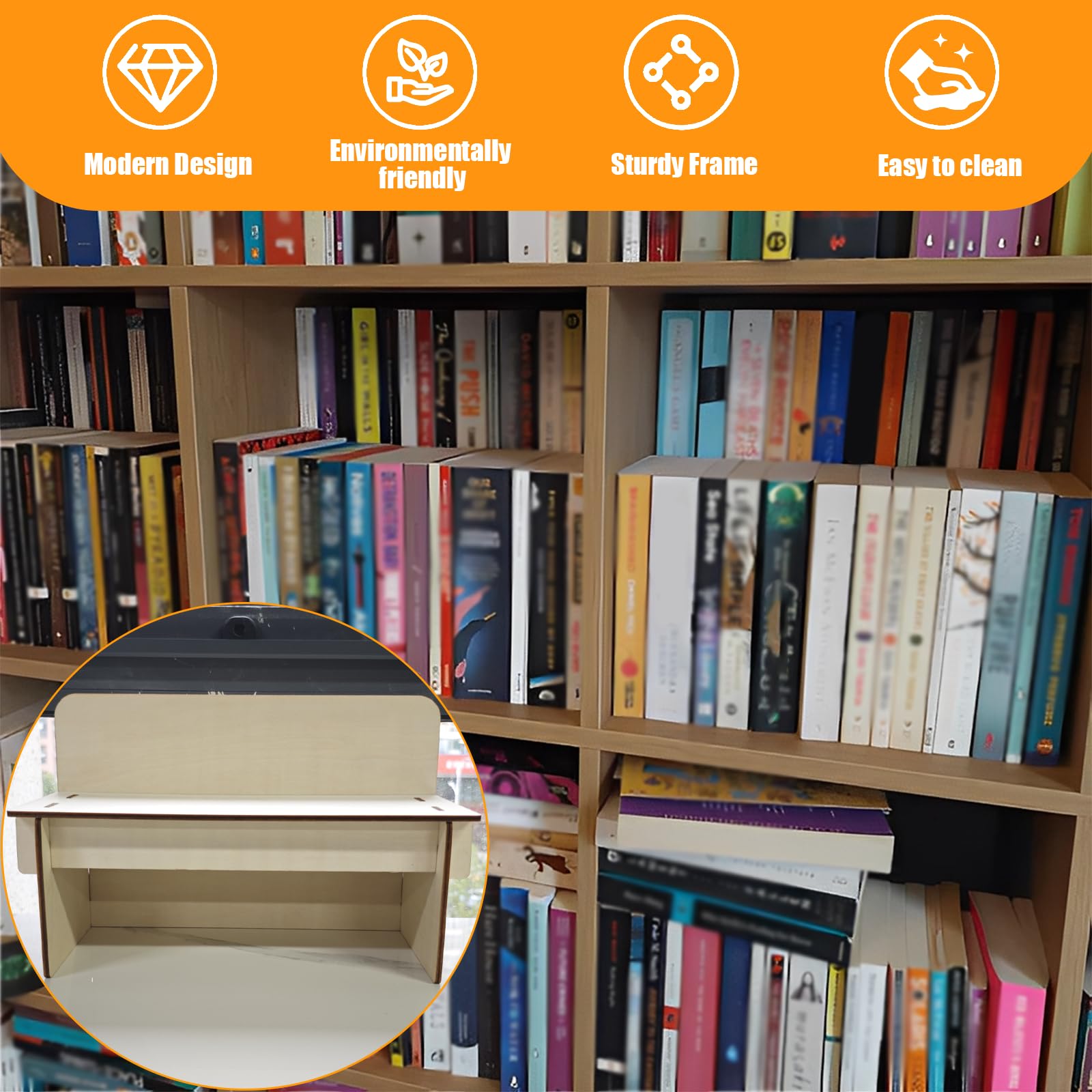 SUNUCO Paperback Book Riser insert compatible with Ikea Kallax Storage Unit, Inserts Shelves for Improved Book Organization (1Pcs)