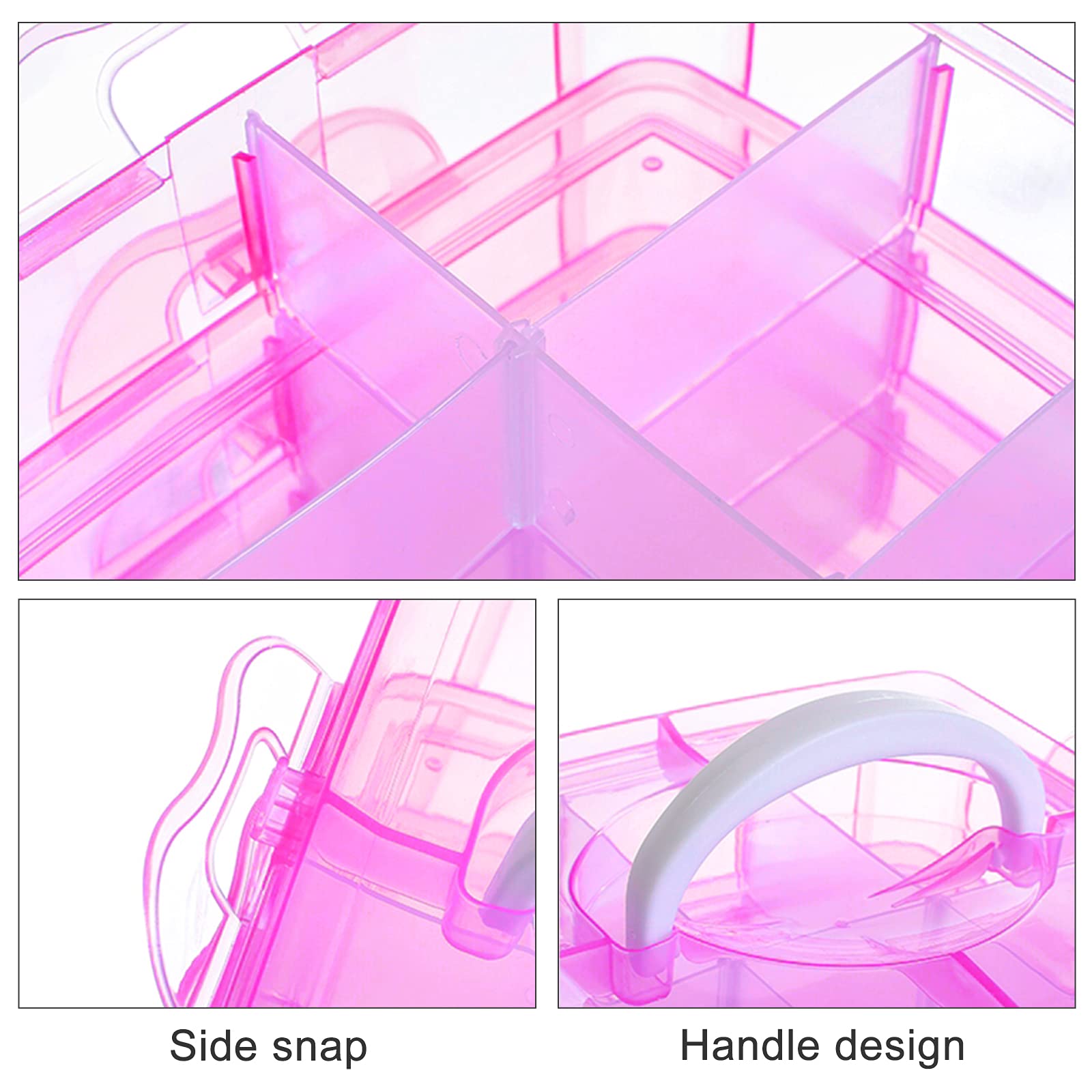 SacJkt Craft Storage Box, Compartments Divider Organizer (Pink)