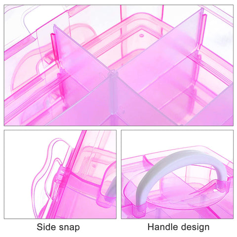SacJkt Craft Storage Box, Compartments Divider Organizer (Pink)
