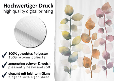 arteneur® - Palm leaves - anti-mould shower curtain 120 x 180 cm with Oeko-Tex Standard 100 - weighted hem, opaque, waterproof, washable