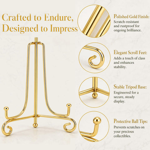 12 Pack Plate Stand for Display Plate Holder 4&6&8 Inch Gold Display Stand