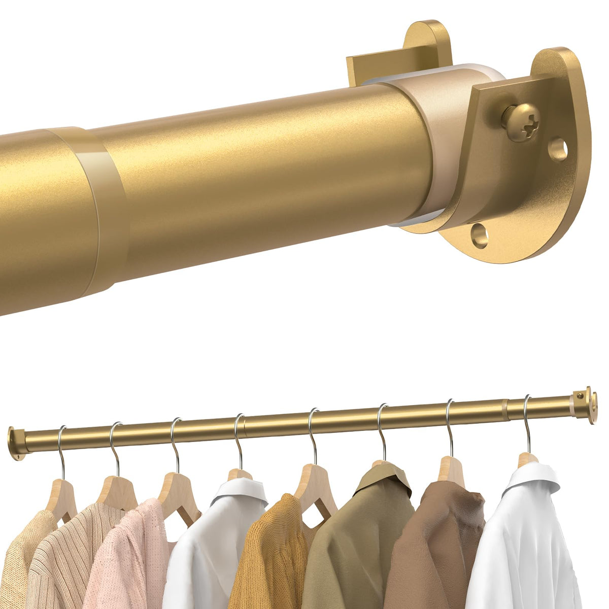 Wardrobe Rail, 43 to 135 CM Stepless Adjustable Metal Rails To Hanging Clothes, 3.3 CM Heavy Duty Wardrobe Rails and Fittings for Closet Wardrobes