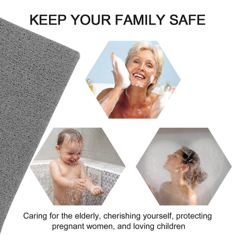 Lurowo Loofah Shower Mat, Non Slip Bath Mats with Drain for inside Shower, Soft Comfort Massage PVC Bath Rugs Quick Drying for Bathroom