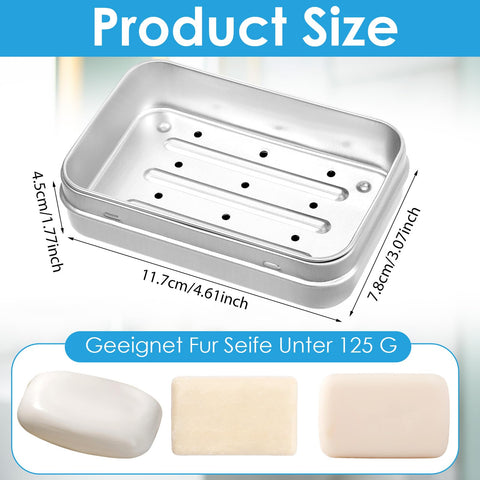 Tyqour Aluminum Travel Soap Dish with Lid, Portable Travel Soap Case, Self Draining Travel Metal Soap Tin