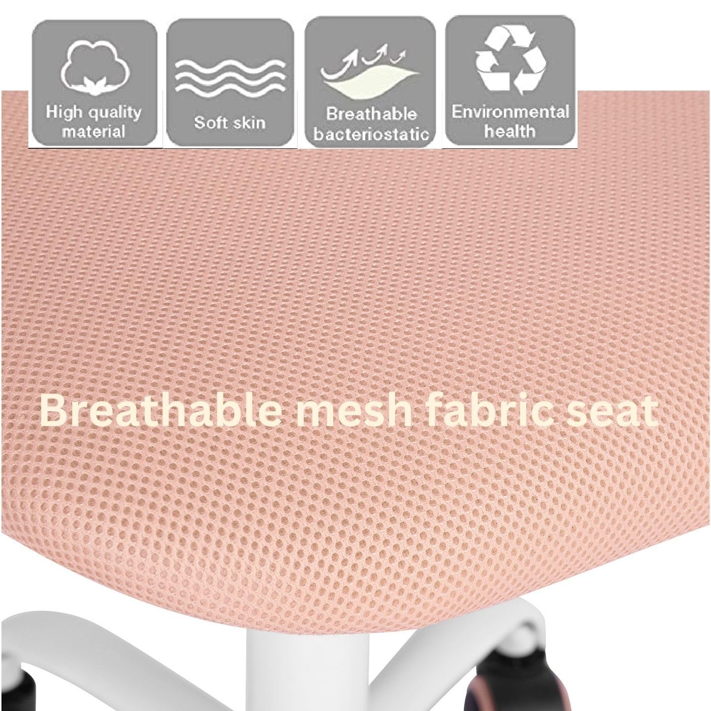 FurnitureR Home, Modern Adjustable Computer Seat, No Swivel Armrest, Youth Office Chair, Study Room, Pink, Metal, 44 x 40 x 74-87CM