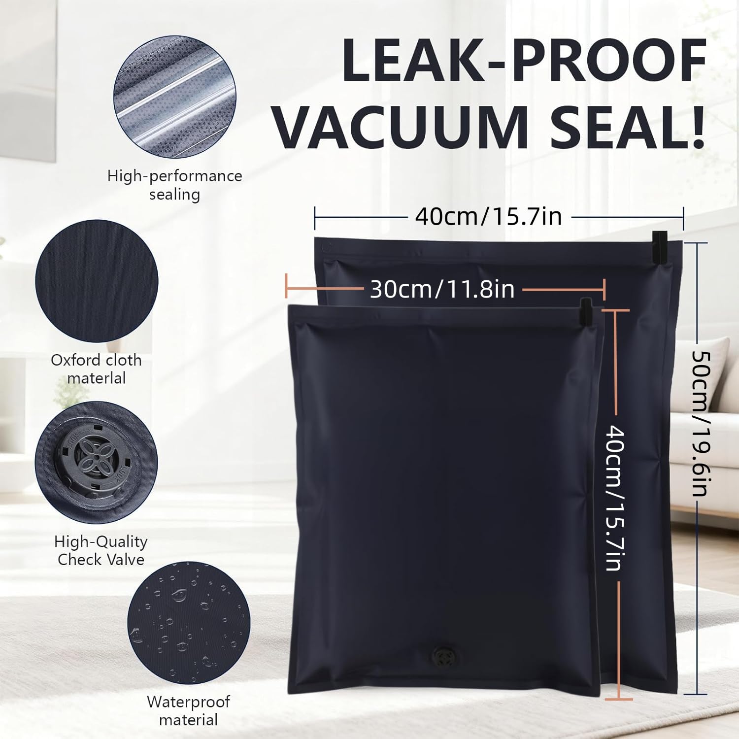 6 Packs Portable Travel and Home Storage Bags（Black-3S-3M）