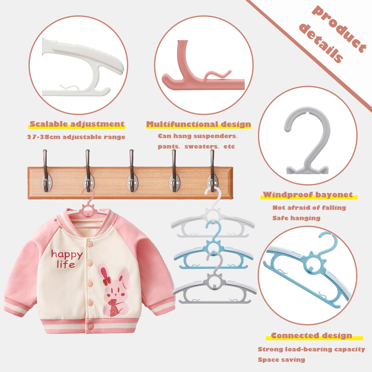 Gencuoir Baby Room Hangers, Ultra Thin Non-Slip and Extendable Clothes Hangers for Newborns
