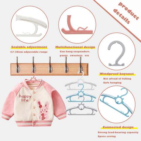 Gencuoir Baby Room Hangers, Ultra Thin Non-Slip and Extendable Clothes Hangers for Newborns