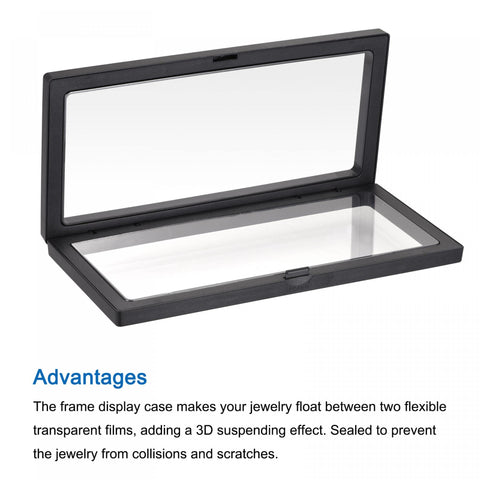 sourcing map Floating Thin Film Display Box with Base 23cm x 11cm x 2cm Black