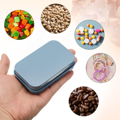 sourcing map 2pcs Metal Tin Box, 3.7x2.4x0.8 Mini Portable Rectangular Empty Tinplate Small Storage Container Airtight Tins with Lids for Candy