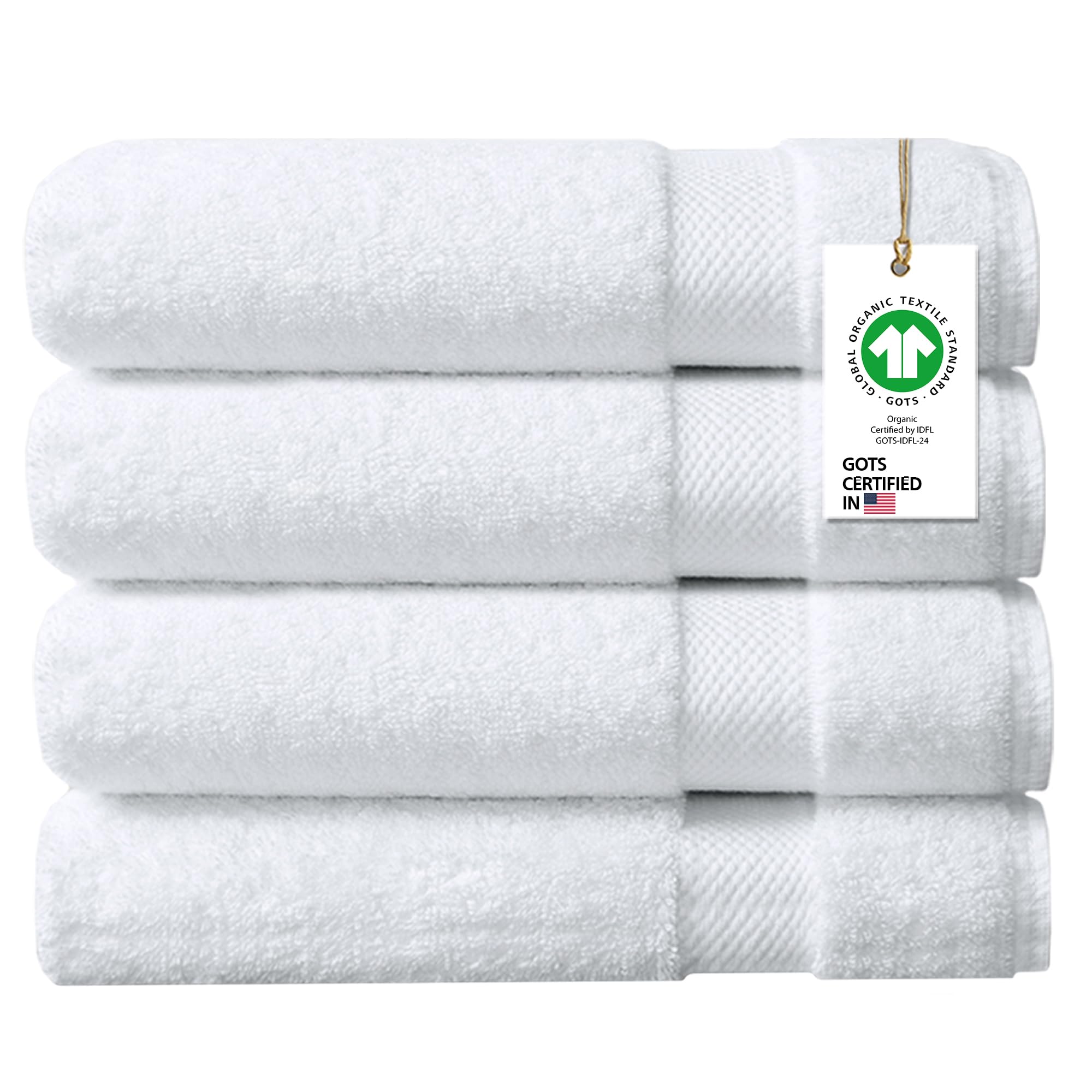 Delara A1 HOME COLLECTIONS 100% Organic Cotton Towels 700 GSM Plush Feather Touch Quick Dry Bath Sheet, Pack of 4 GOTS Certified