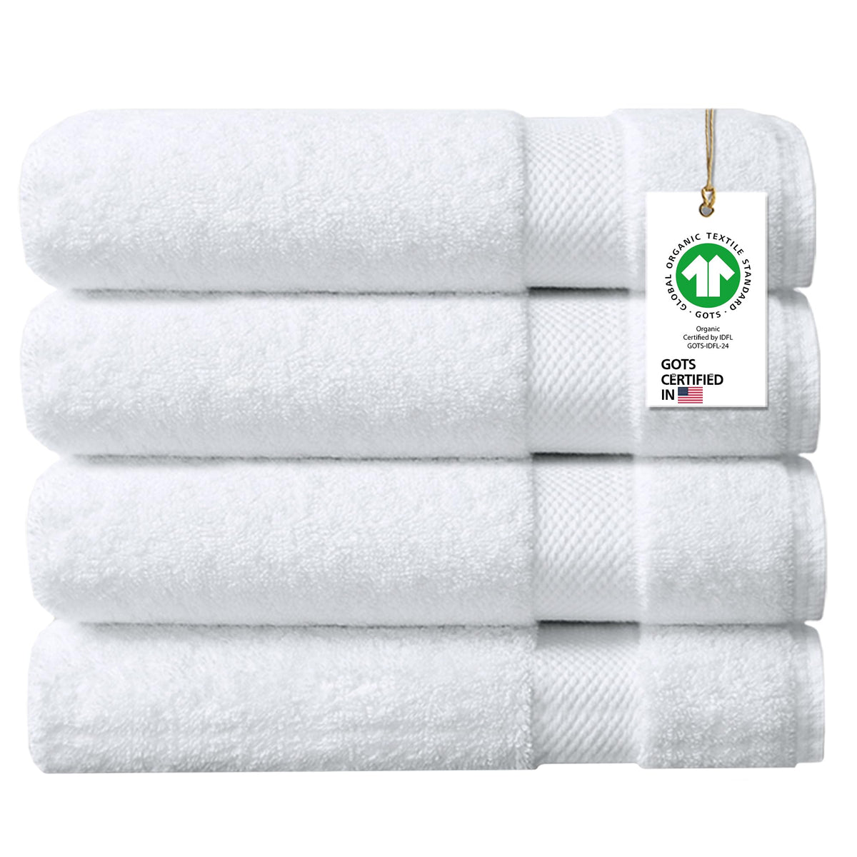 Delara A1 HOME COLLECTIONS 100% Organic Cotton Towels 700 GSM Plush Feather Touch Quick Dry Bath Sheet, Pack of 4 GOTS Certified