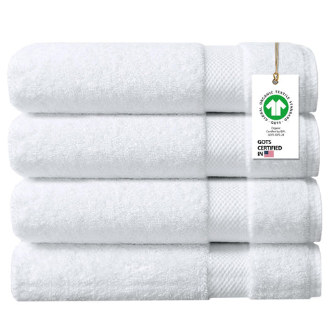 Delara A1 HOME COLLECTIONS 100% Organic Cotton Towels 700 GSM Plush Feather Touch Quick Dry Bath Sheet, Pack of 4 GOTS Certified