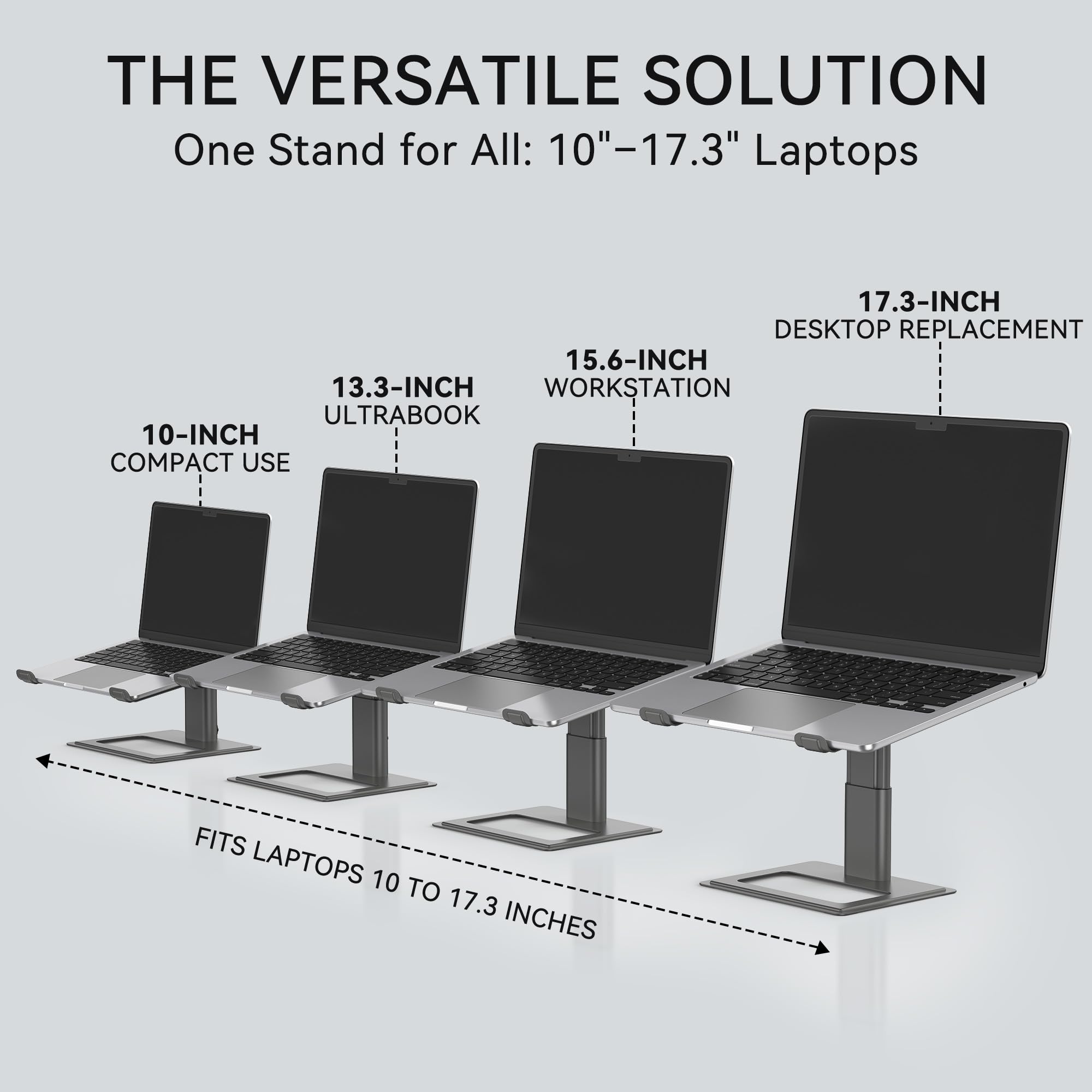 SOUNDANCE Adjustable Laptop Stand for Desk, Computer Stand, Ergonomic Laptop Riser Holder Compatible with 10 to 17.3 Inches Notebook PC Computer