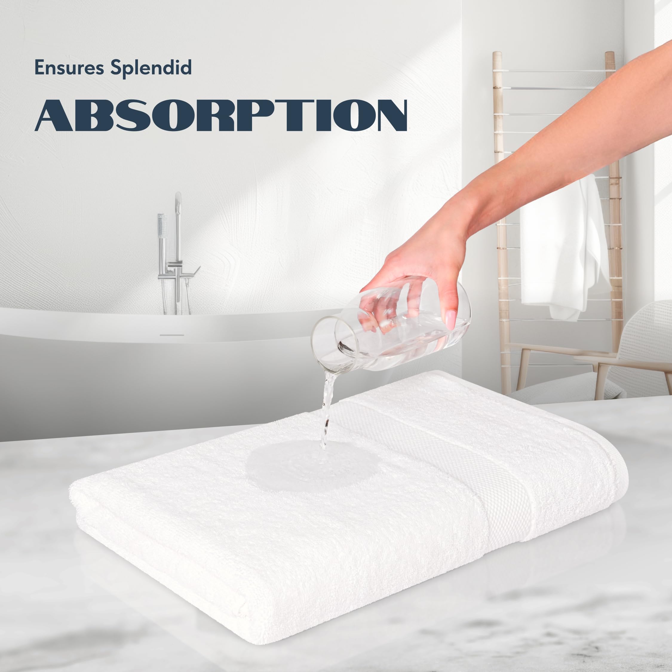 White Classic Luxury Bath Towels Large Pack of 4, Hotel Quality Bathroom Towel Set 137 x 68 cm, White Shower Cotton Towels 4 Pack