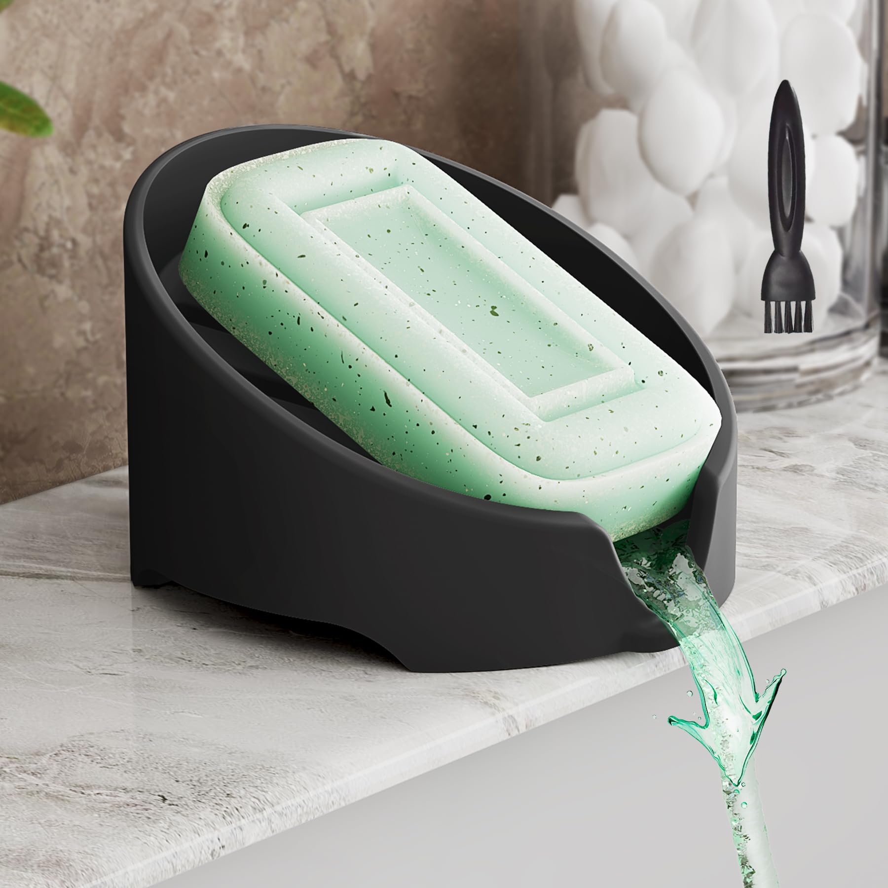 NiHome Silicone Soap Dish with High-Efficiency Drainage for Bathroom & Kitchen, Enlarged Holder Fits Various Soaps and Cleaning Supplies