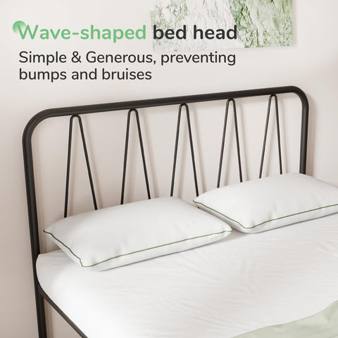 Novilla 36cm Metal Bed Frame, Platform Bed Frame with Headboard, Steel Slat Support, Mattress Foundation, Easy Assembly