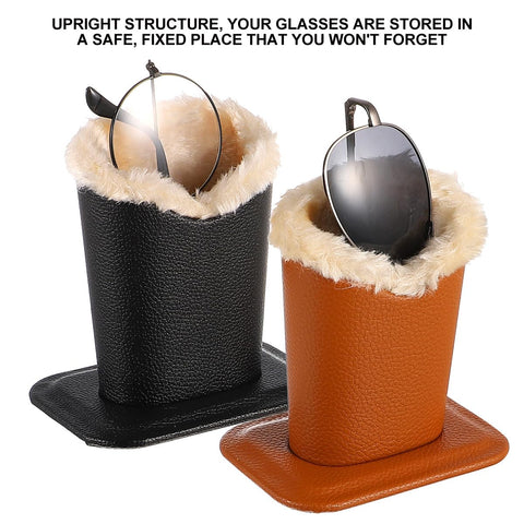 Holibanna Glasses Display Stand 2 pack Lychee Stripe Eyeglass Holder with Lined Interior Portable Spectacle Holder Stand for Desk Home and Car Storage