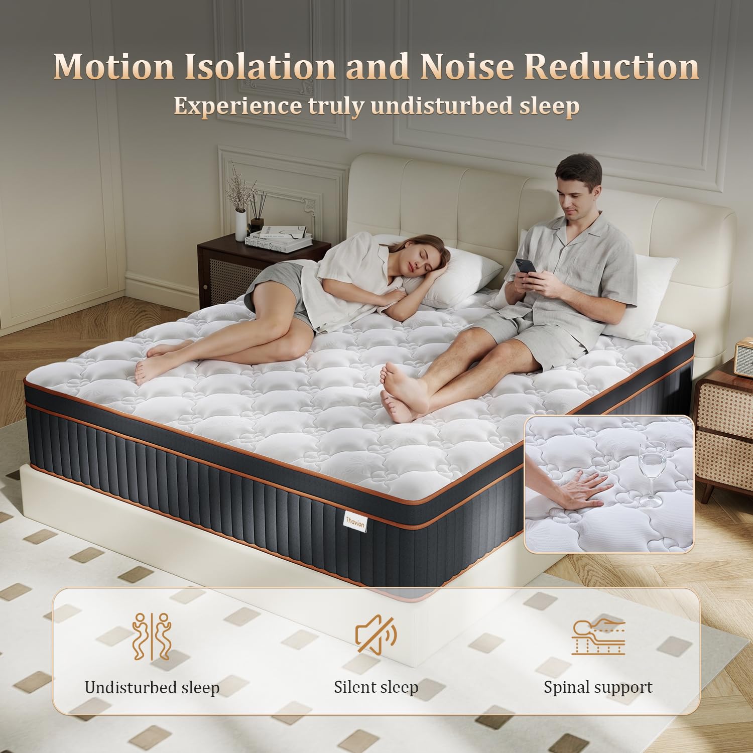 Thavion 3FT Single mattress, 12inch Single hybrid memory foam mattress,9-zone design with pocket springs and orthopaedic support