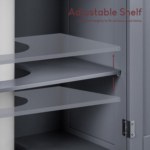 Bath Vida Priano 2 Door Bathroom Under Sink Floor Cabinet | Grey | Space-Saving Storage | 60H x 60W x 30D cm | Adjustable Shelf | Freestanding