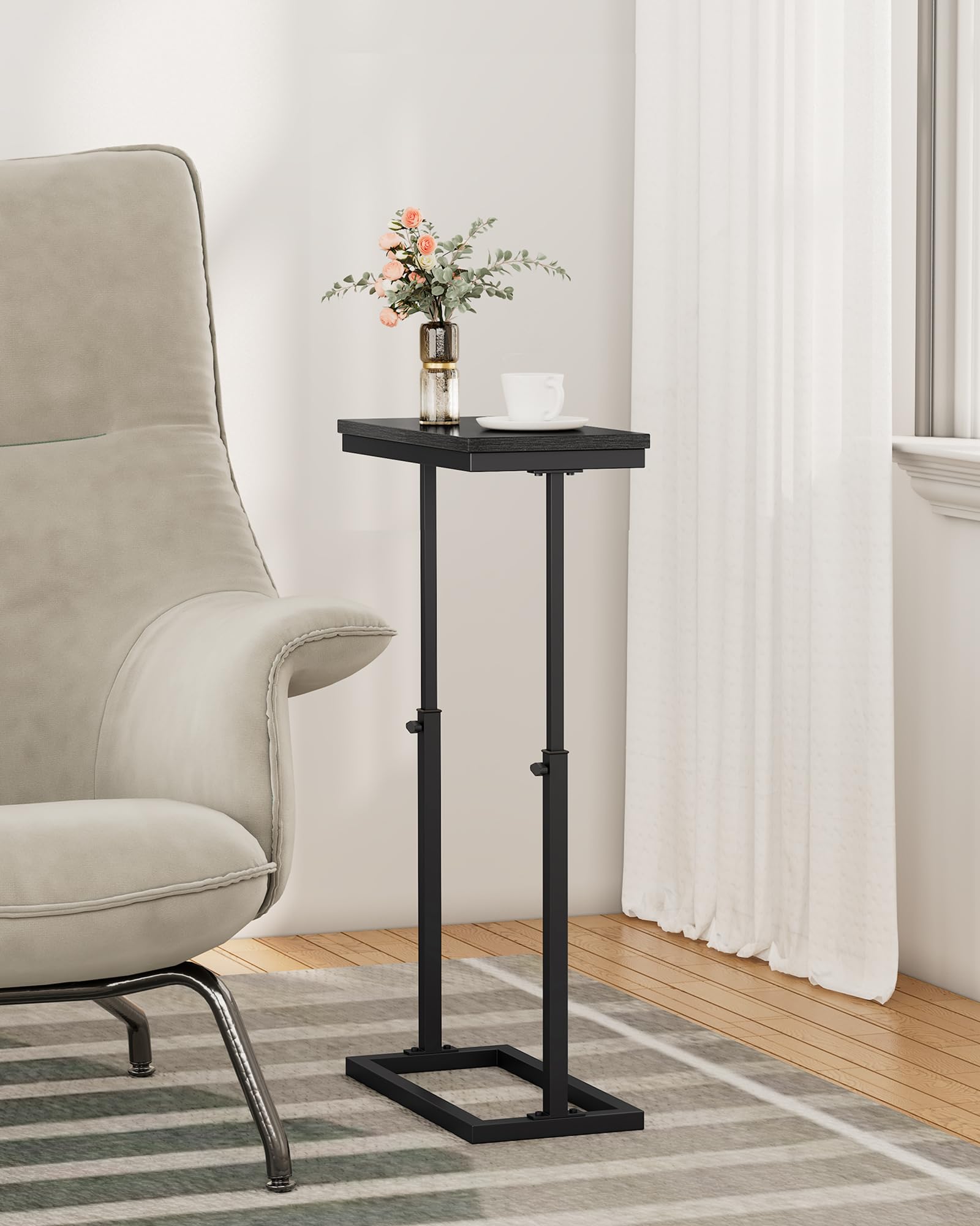 TUTOTAK End Table, Side Table, Tall Couch Table, Sofa Table, Living Room, Bed Room, Black TB01BK0832EU