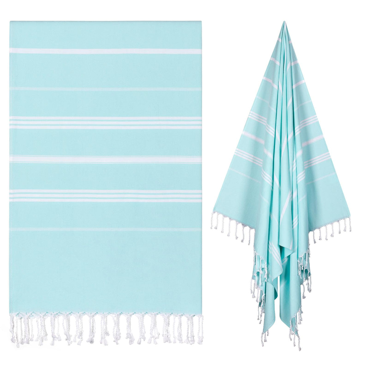 Ouxiaobai Turkish Beach Towel Oversized - 40"x70" Quick Dry Sand Free Thin Beach Towels for Adults, Extra Large Lightweigh Travel Towel(Aqua)