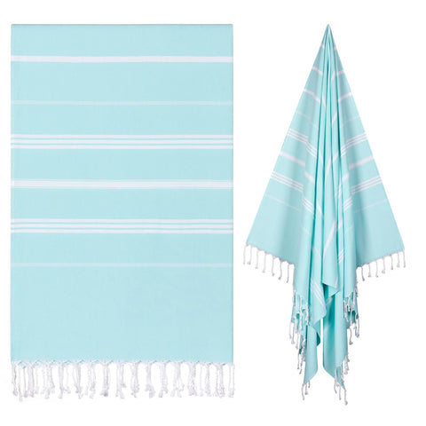 Ouxiaobai Turkish Beach Towel Oversized - 40"x70" Quick Dry Sand Free Thin Beach Towels for Adults, Extra Large Lightweigh Travel Towel(Aqua)