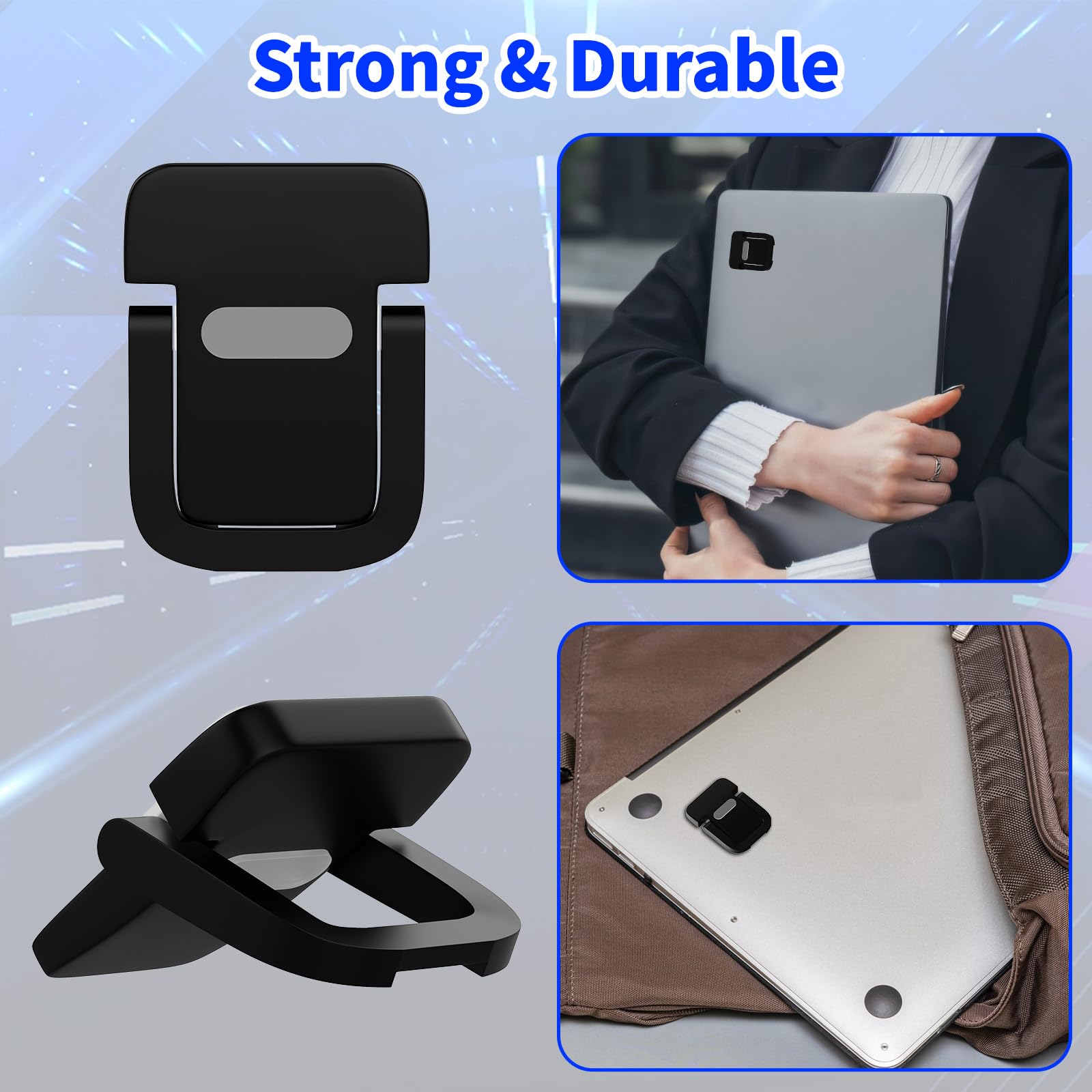 Notoke 2 Pcs Portable Keyboard Riser, Black Self Adhesive Invisible Laptop Stand, Mini Foldable Feet with Anti-slip Silicone