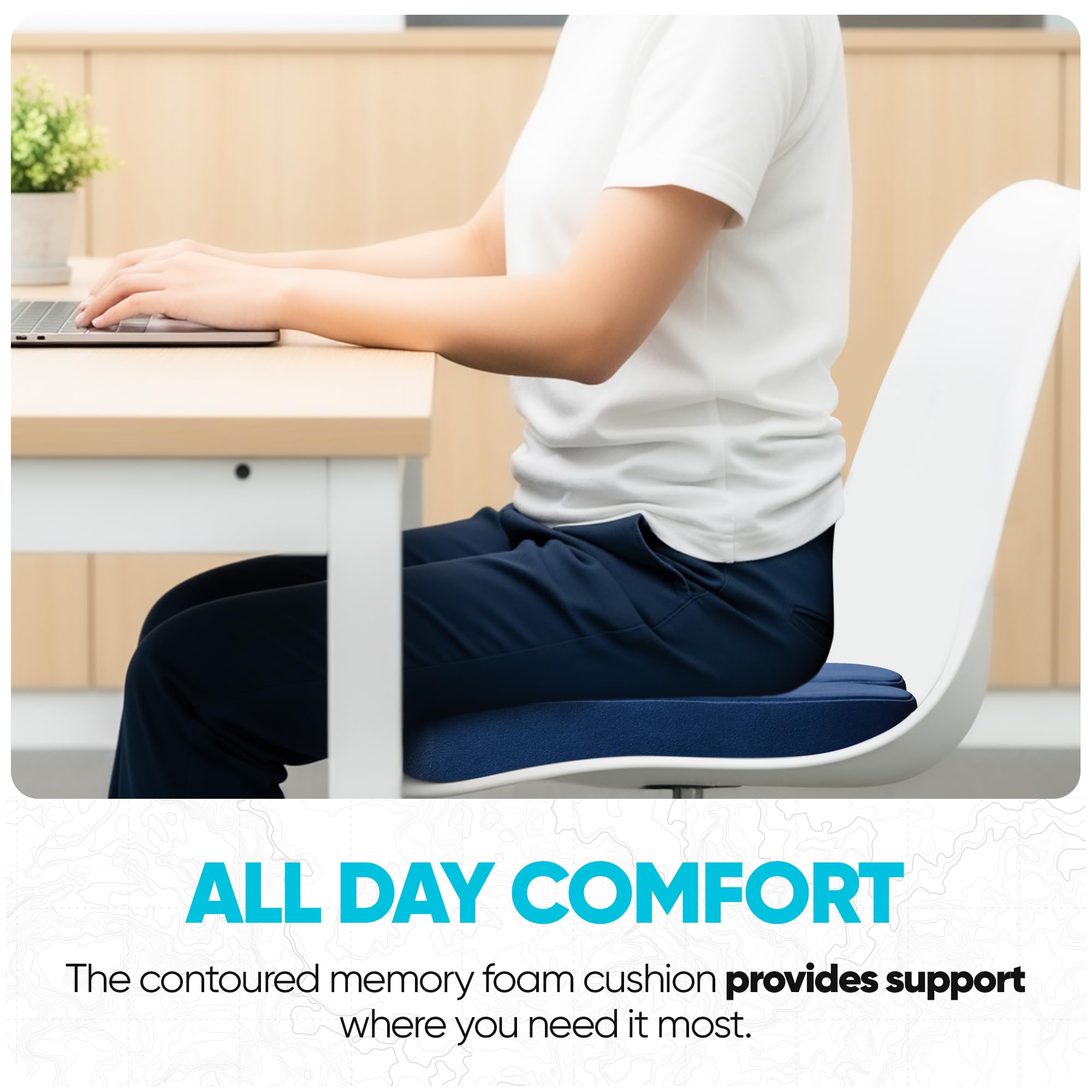 FORTEM Seat Cushion, Office Chair Cushion, Memory Foam Pillow for Sitting