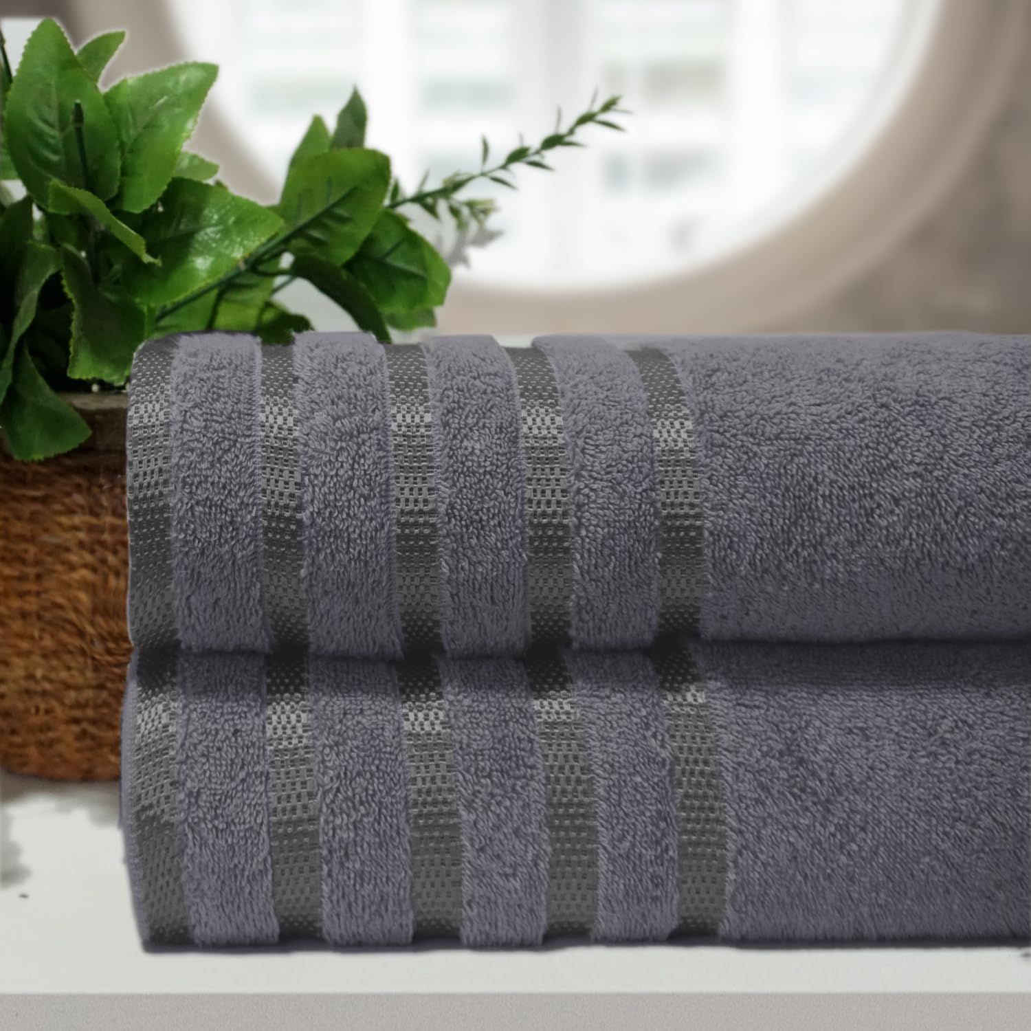 Casabella Deluxe 2 Piece Jumbo Bath sheet 90x180 cm 100% Cotton Extra Large Bath Towels Highly Absorbent Grey Bath sheets Towels