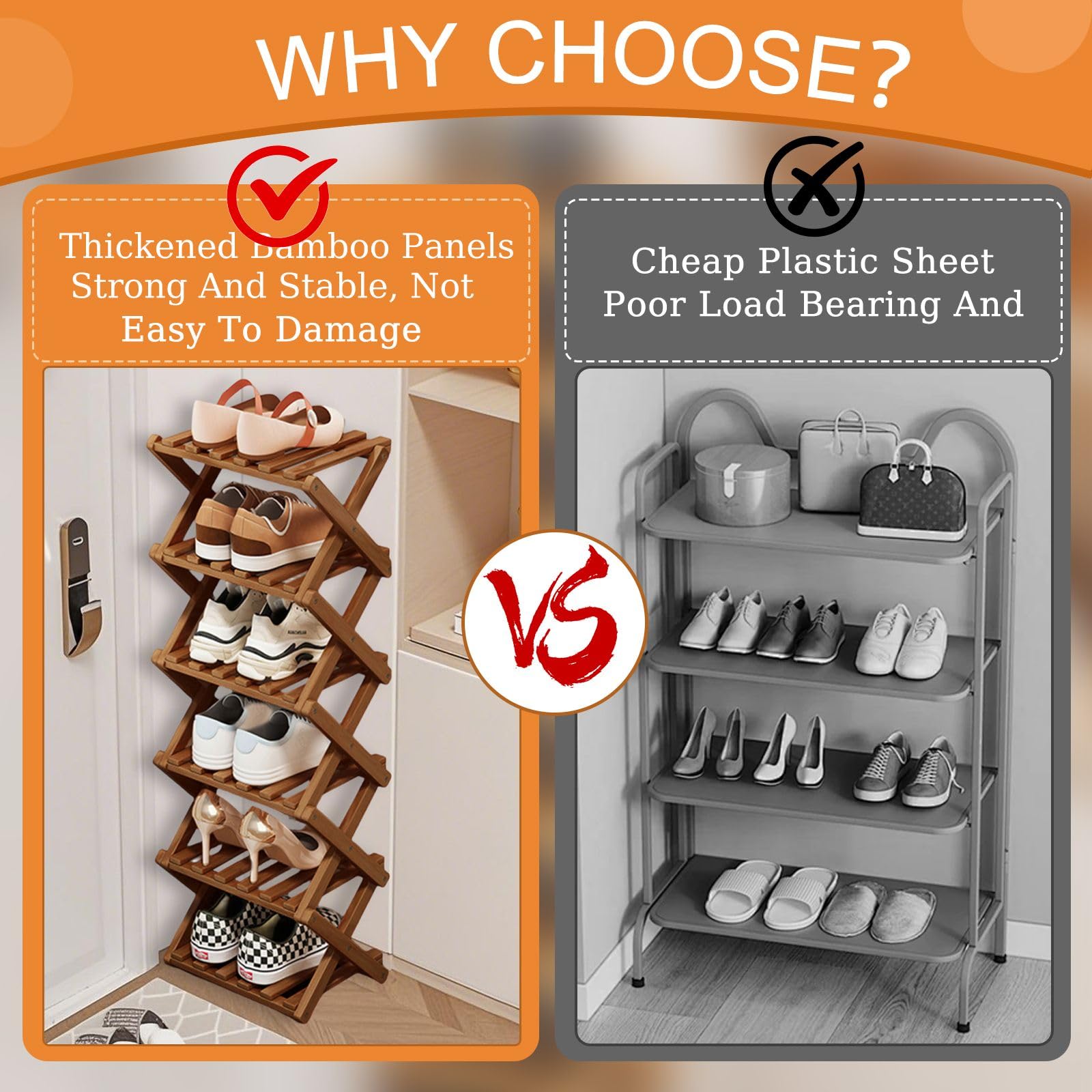 Simcat 7 Tier Natural Bamboo Shoe Rack,Space Saving Shoe Storage Organizer,Easy Assembly & Strong Design Shoes Stand Shelf Organiser for Closet