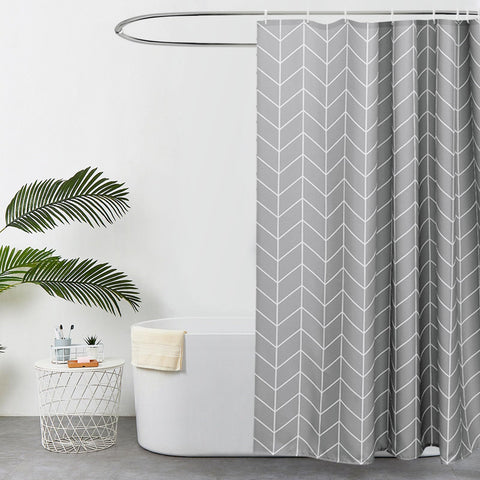 EurCross Extra Wide/Long Grey Shower Curtains 200 X 200cm,Geometric Pattern