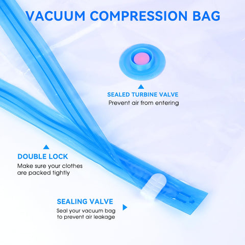 2Pack Vacuum Storage Bags for Clothes, 40x60cm Travel Space Saver