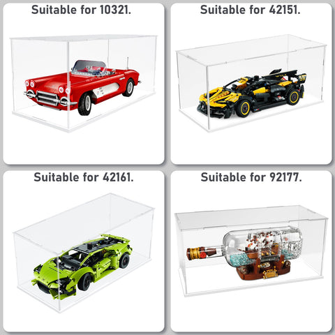 Nynelly Acrylic Display Case for 1/18 Diecast Model Cars for Lego Cars 75380 - Assemble Dustproof Thickened Clear Display Box Cabinet