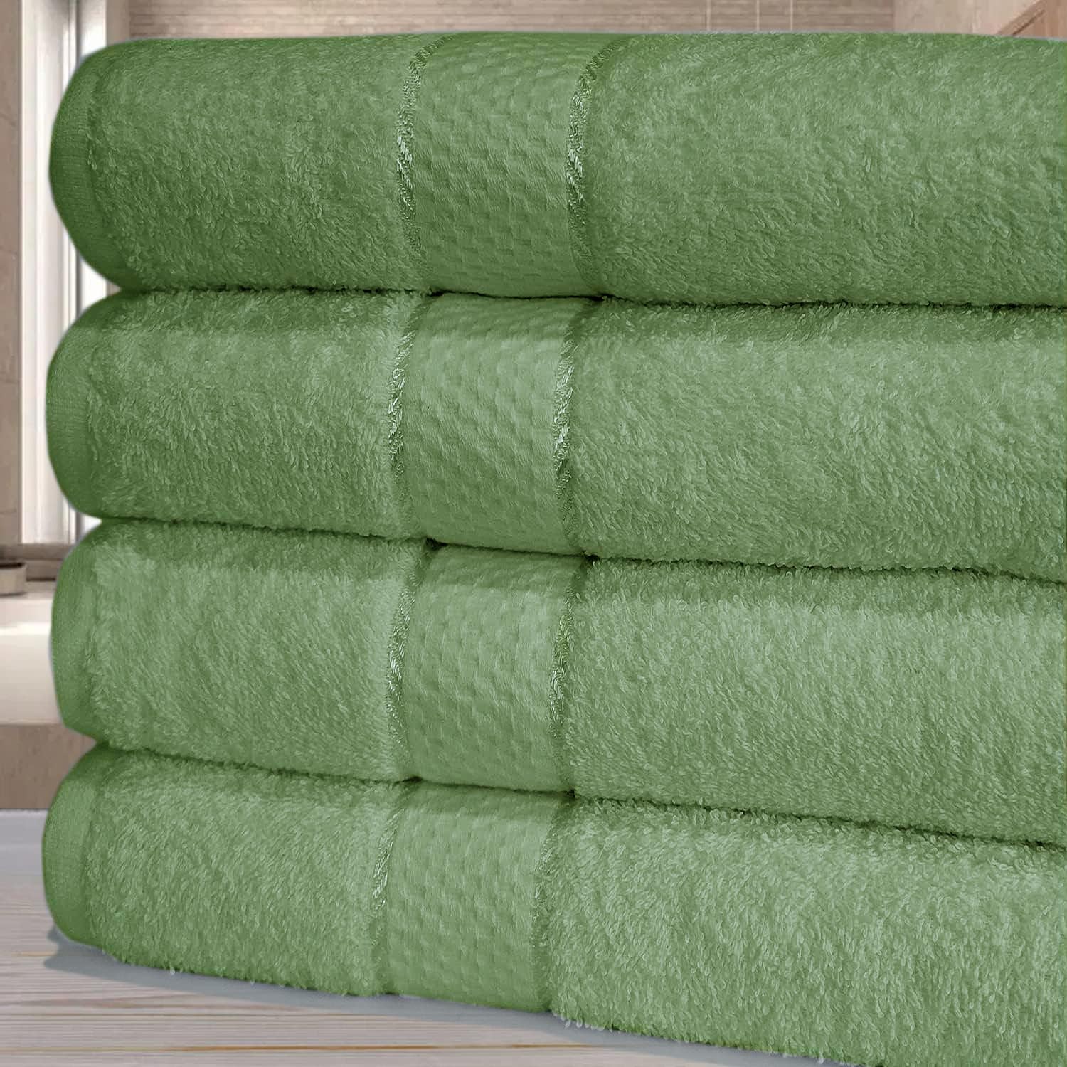 Casabella Luxury Pack Of 4 Bath Sheet 100% Egyptian Cotton Super Soft towel_Smoke Green