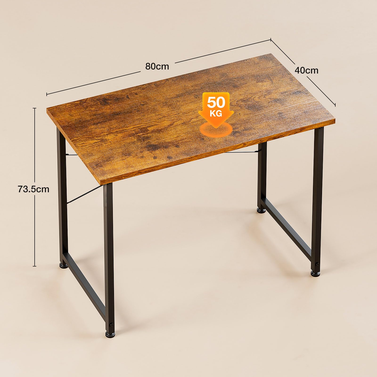 ODK 80x40 cm Desk, Computer Desk for Home Office, Vintage Brown