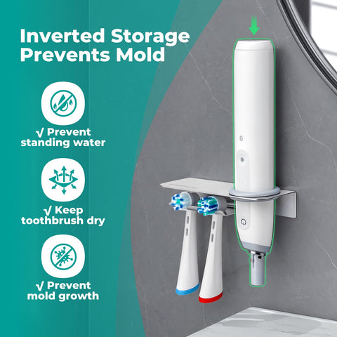 VECTEAU Toothbrush Holder Wall Mounted, Stainless Steel Electric Toothbrush Holder Compatible with Oral-B iO