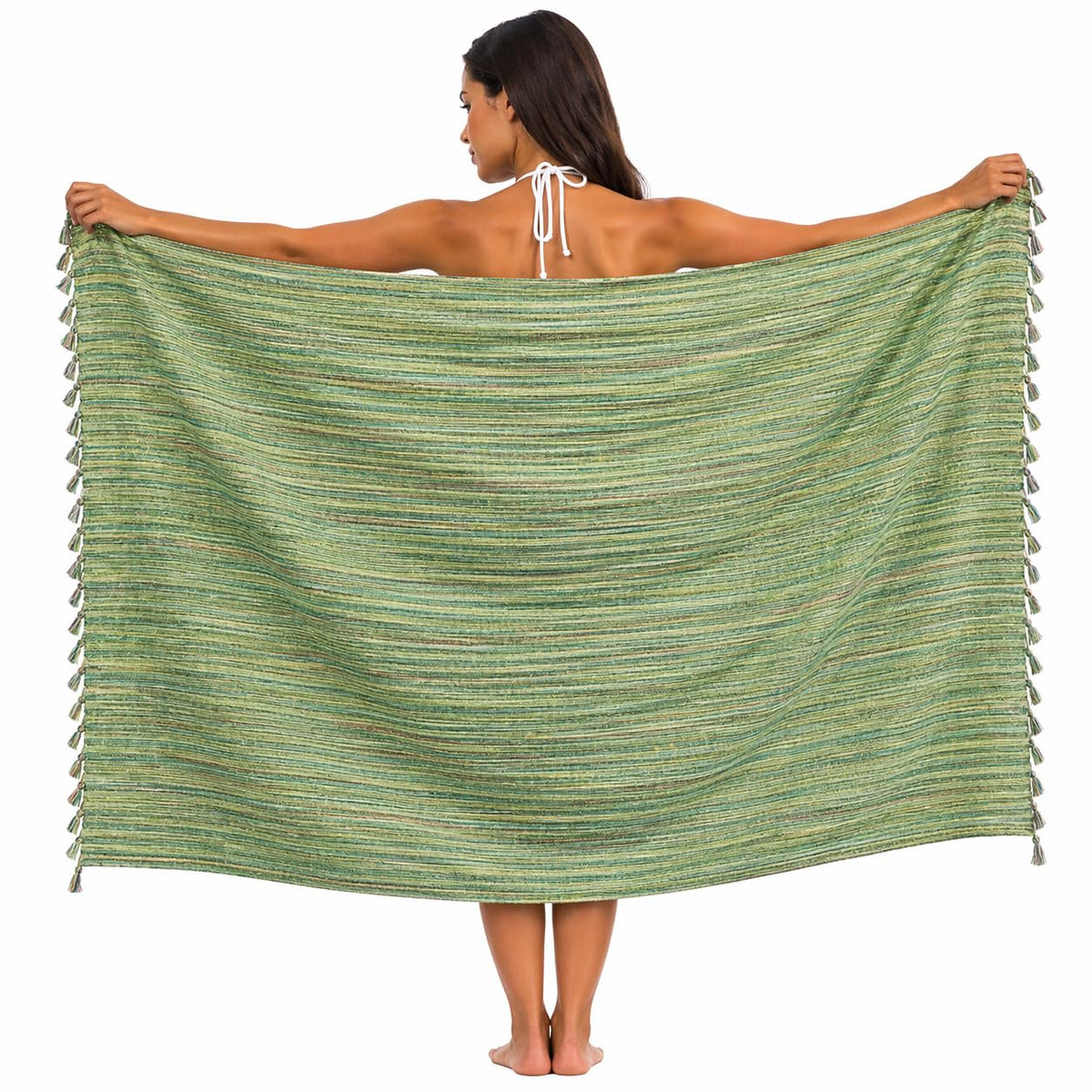 WEFLORIA Turkish Cotton Peshtemal Towel – Lightweight Quick Dry Beach Towel – Large Hammam Spa Towel for Beach, Bath, Travel and Pool (green)