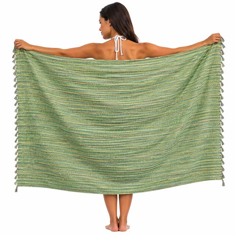 WEFLORIA Turkish Cotton Peshtemal Towel – Lightweight Quick Dry Beach Towel – Large Hammam Spa Towel for Beach, Bath, Travel and Pool (green)
