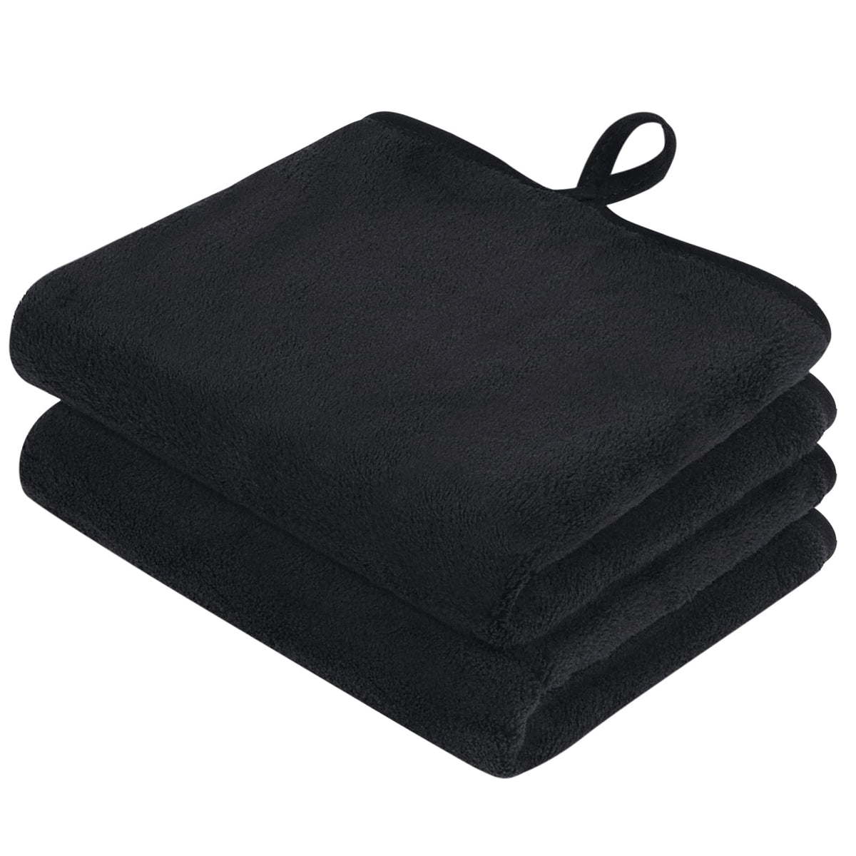 VIVOTE Black Hand Towel with Hanging Loop Small Hand Towels for Bathroom
