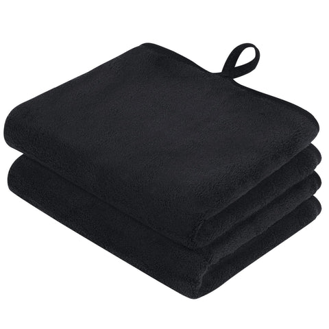 VIVOTE Black Hand Towel with Hanging Loop Small Hand Towels for Bathroom