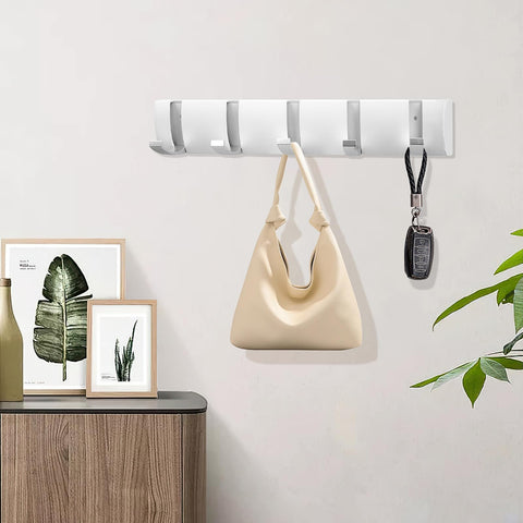 2 Pack Wall Mounted Floating Coat Rack, Wall Rack with 5 Retractable Hooks