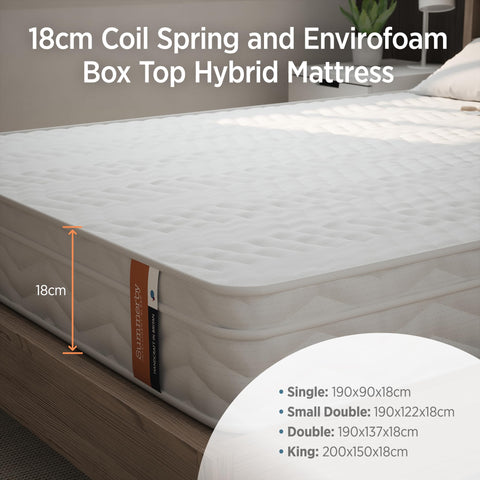 Summerby Sleep No. 2 King Size Envirofoam Coil Sprung Hybrid Mattress, 18cm