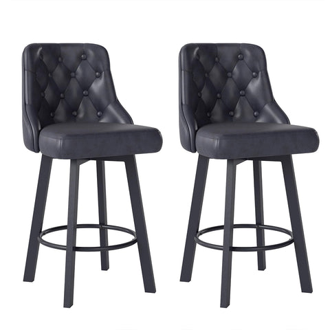Youhauchair Bar Stools Set of 2, Waterproof PU Leather, Black