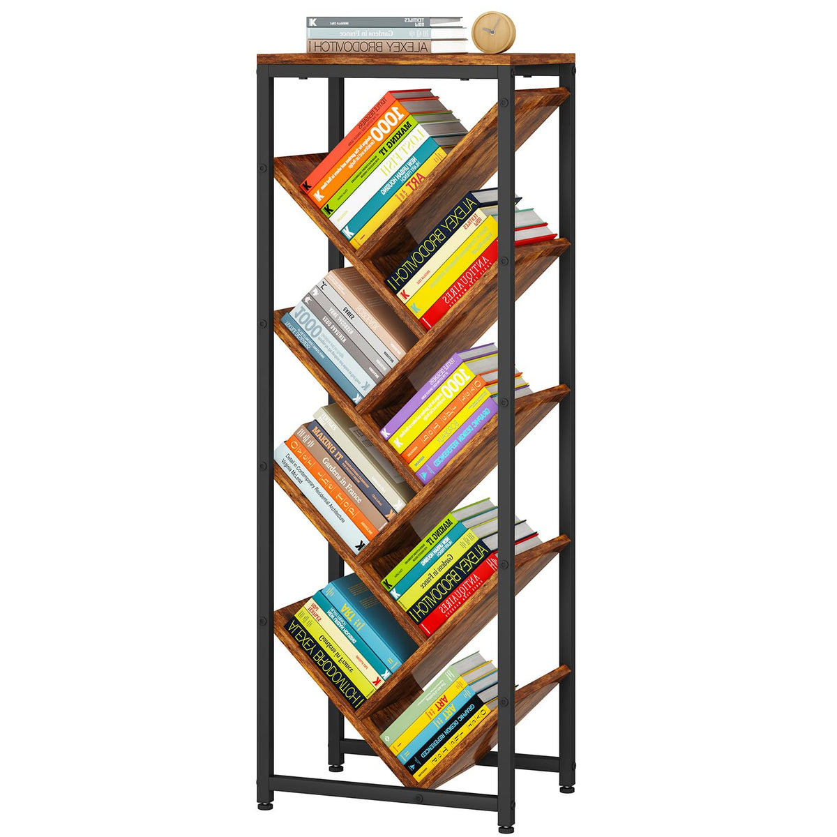 IBUYKE 9 Tier Tree Bookshelf with Top Shelf,Brown TBC002H