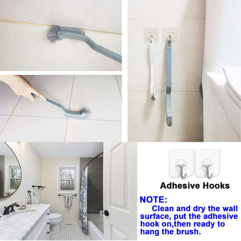 Bathroom Brushes Kitchen Cleaning Brush set Toilet bowl Brush Scrub Brush Home Cleaner Floor Stiff Bristles with Adhesive Hooks Plastic handle