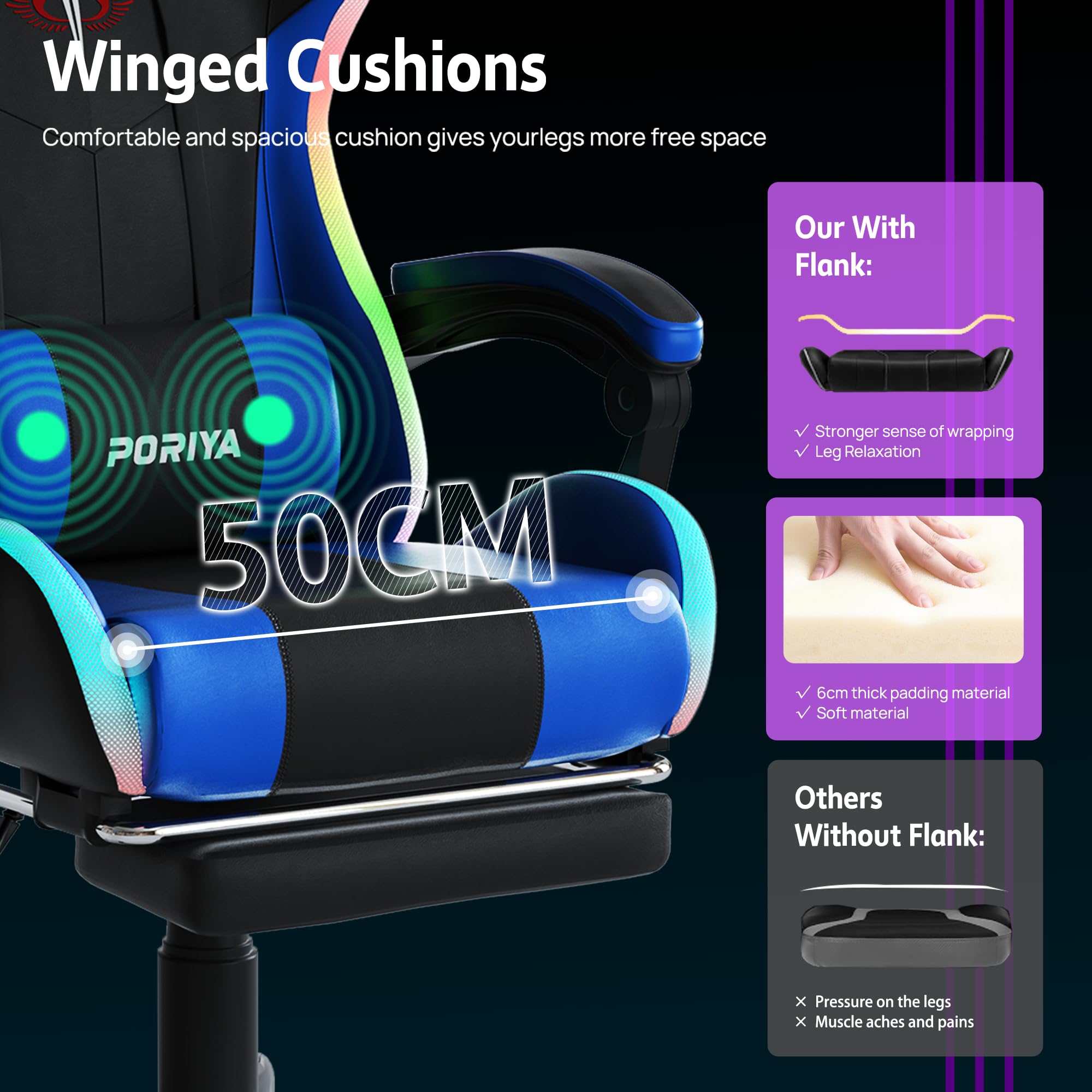 PORIYA Gaming Chair with Adjustable Backrest, Ergonomic Executive Office Chair, Height Adjustable Racing Chair Maximum Gaming Experience